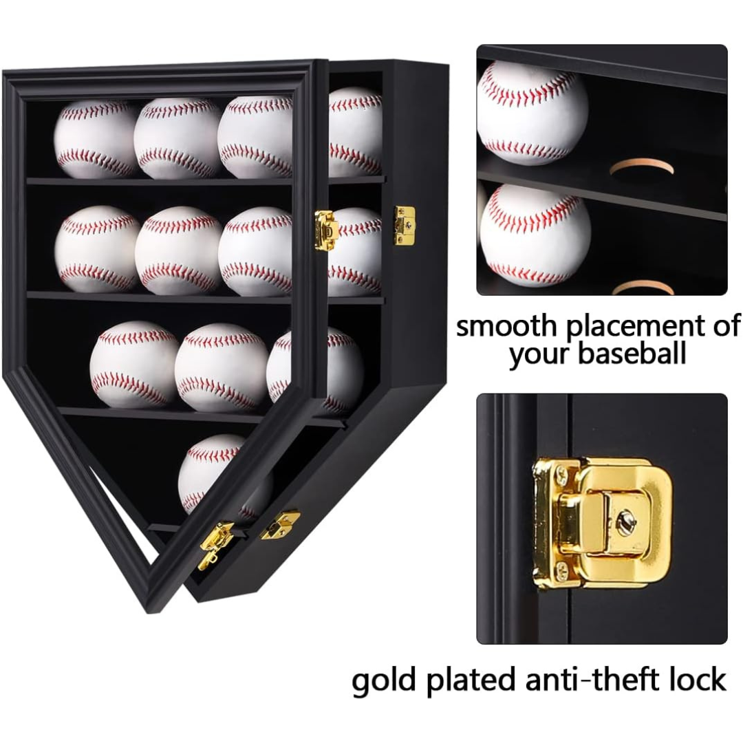 A 12 ball baseball display case.