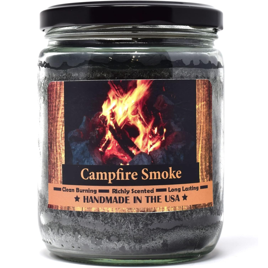 Light up memories with this campfire smoke scented candle