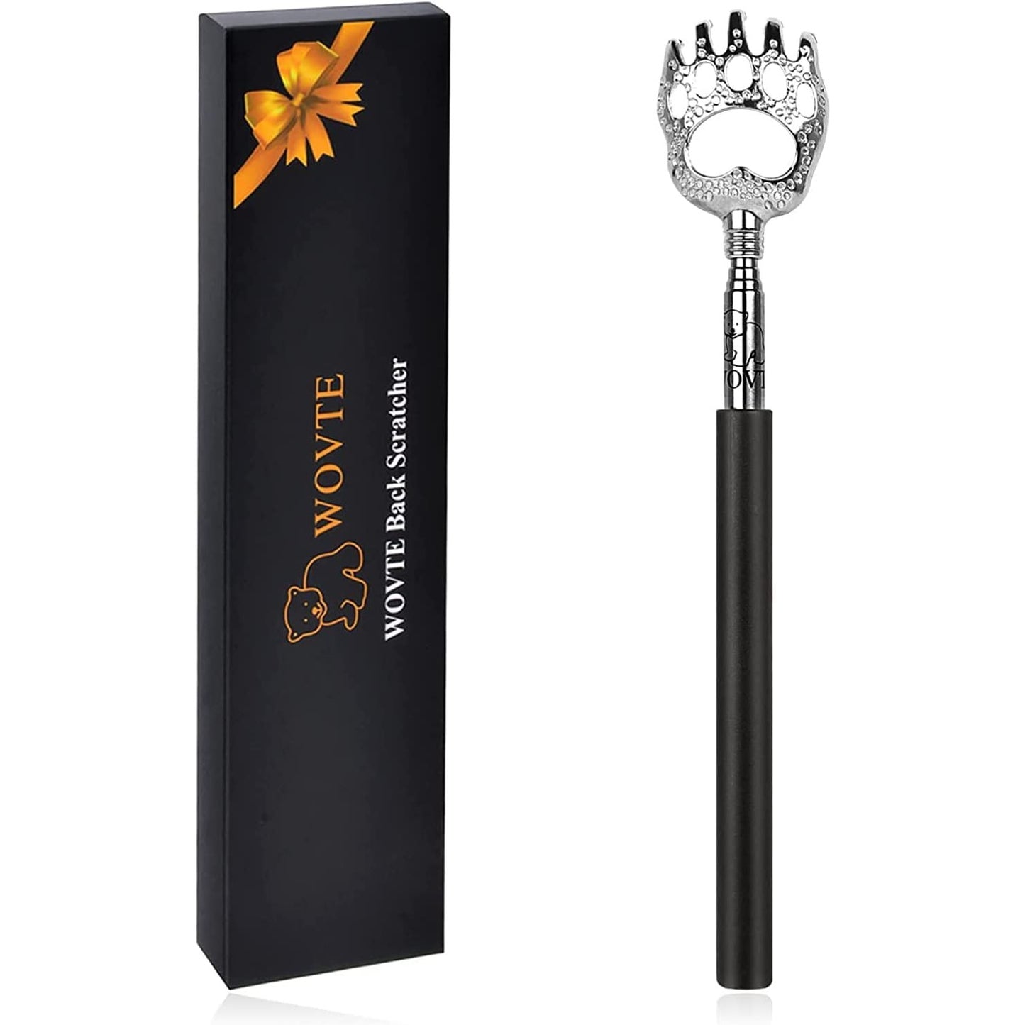 An extendable back scratcher with a bear claw design.