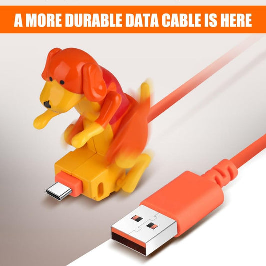 Novelty orange dog USB-C charging cable with dog-shaped connector and 4-foot USB cord