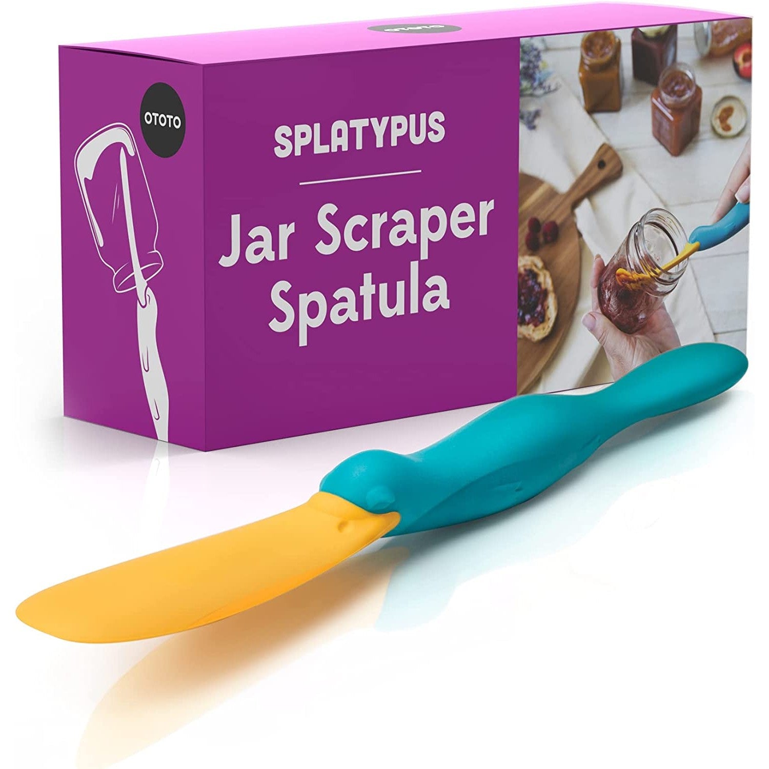  Jar Spatula, Silicone Jar Scraper with Long Handle
