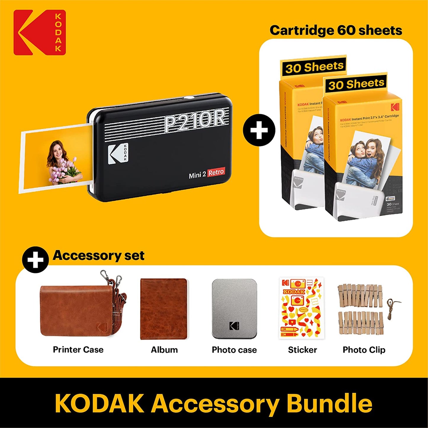 KODAK Mini 2 Retro 4PASS Portable Photo Printer