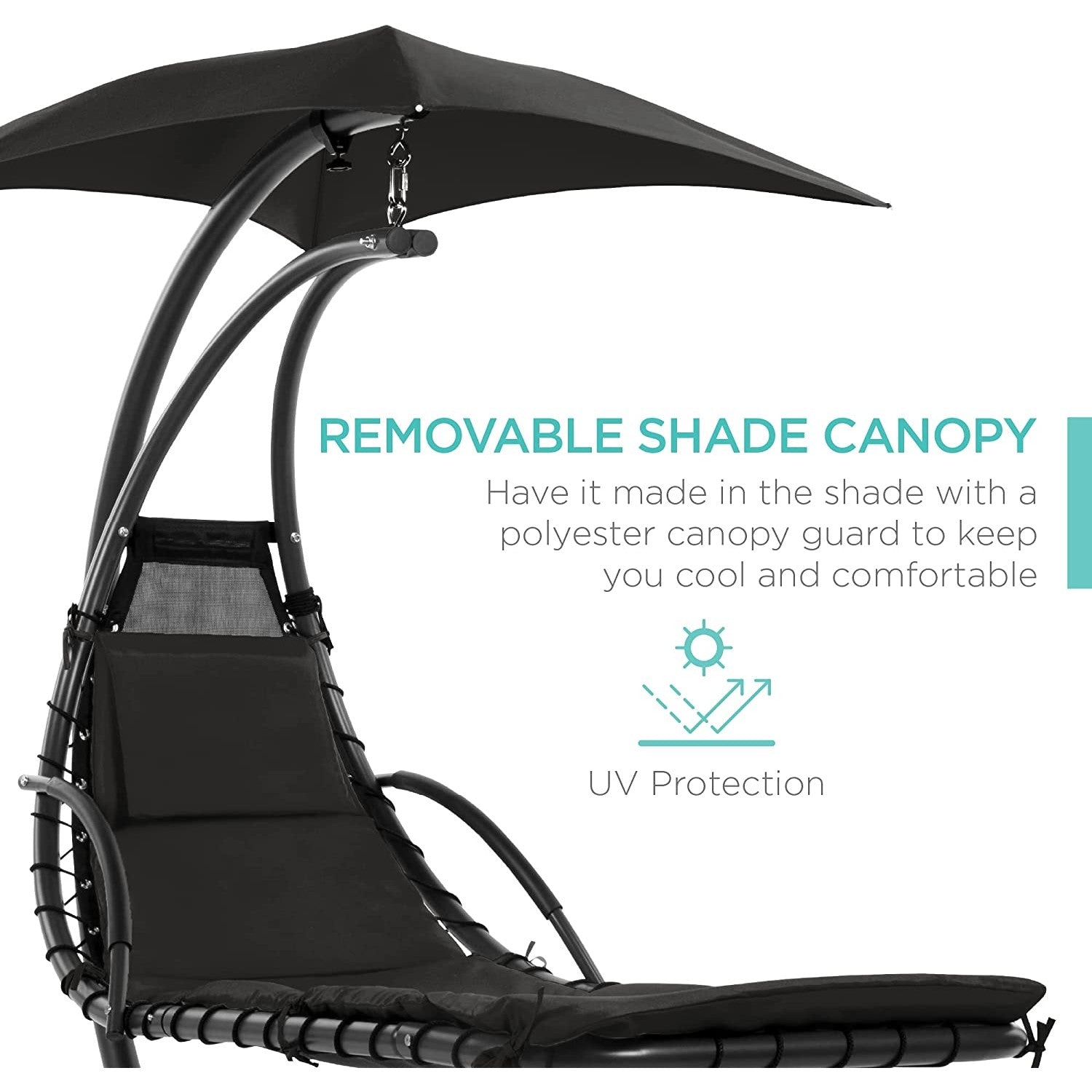 An outdoor weightless hanging lounge