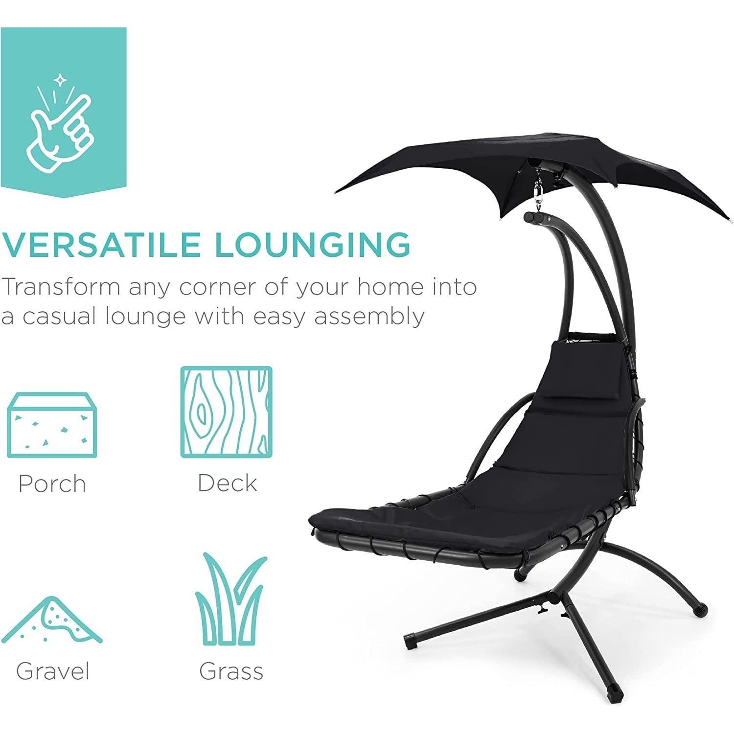 An outdoor weightless hanging lounge.