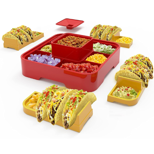 A taco bar serving set.