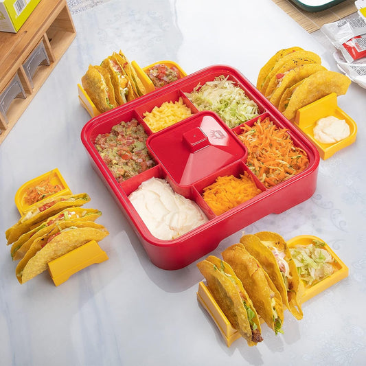A taco bar serving set.