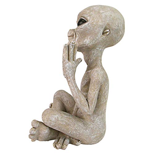 Design Toscano LY612303 Greetings Earthlings UFO Alien Statue, Small-Sitting, Sandstone