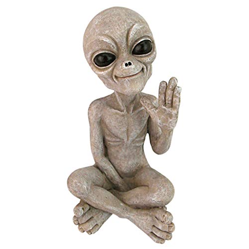 Design Toscano LY612303 Greetings Earthlings UFO Alien Statue, Small-Sitting, Sandstone