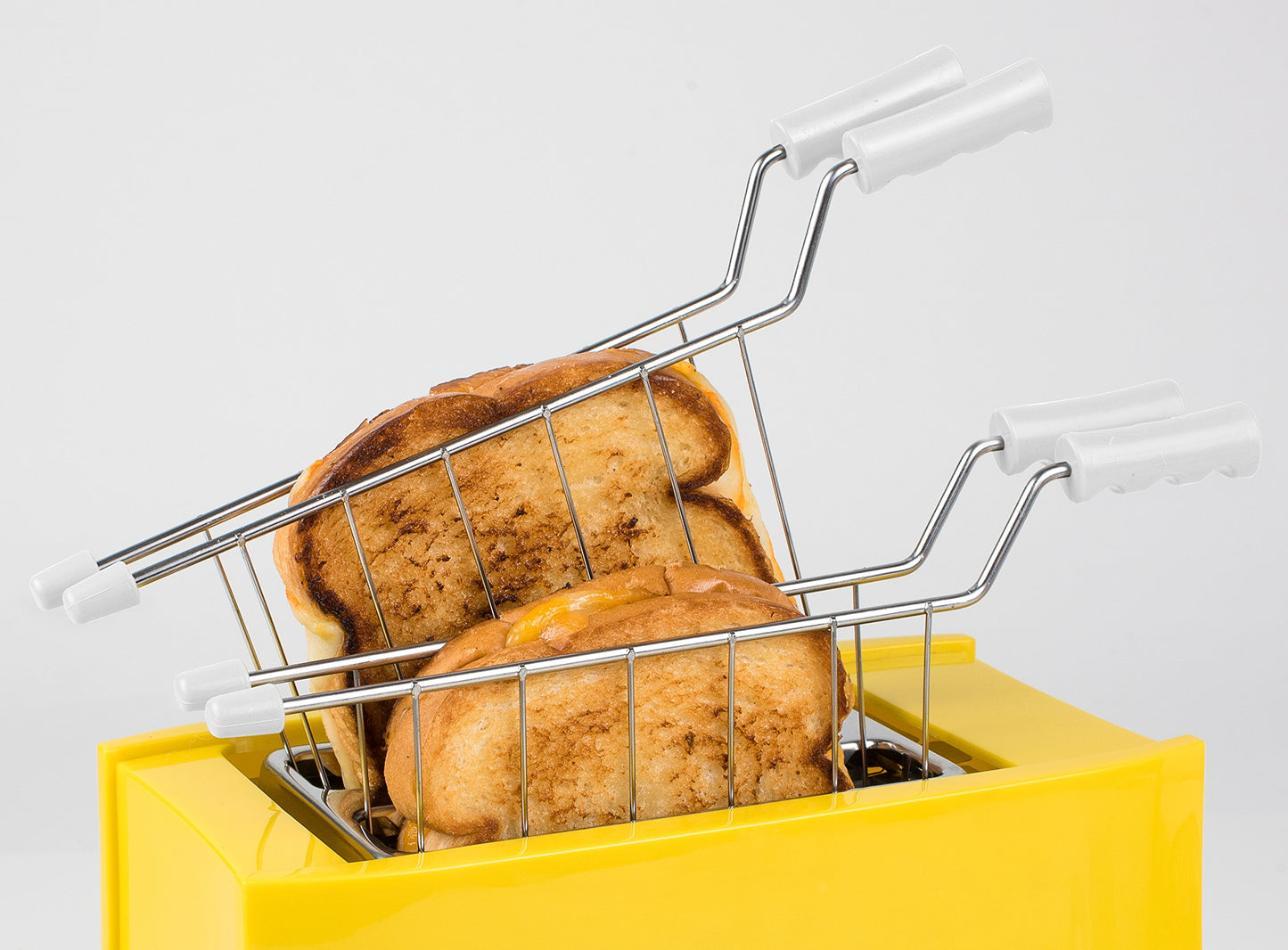 Close up view of the cooking racks used to make grilled cheese sandwiches