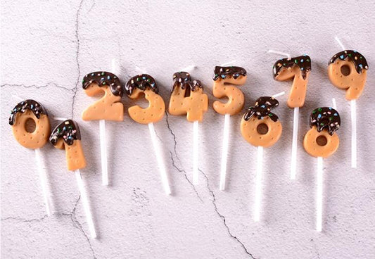 Chocolate Dipped Cookie Candle Numbers - oddgifts.com