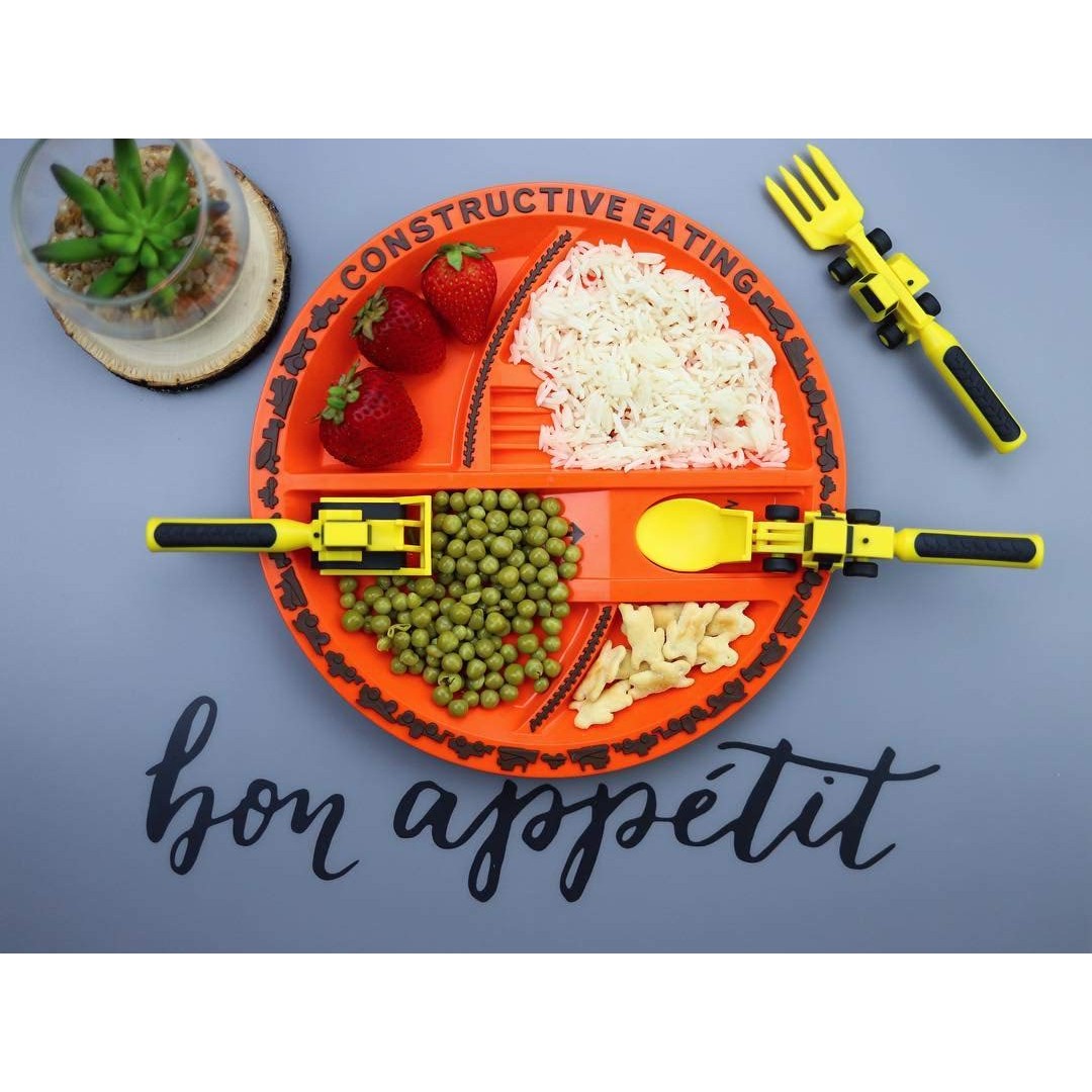 Kids Construction Plate and Utensils - OddGifts.com