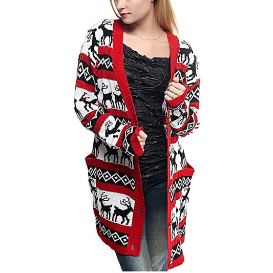 Oversized Reindeer Cardigan - oddgifts.com