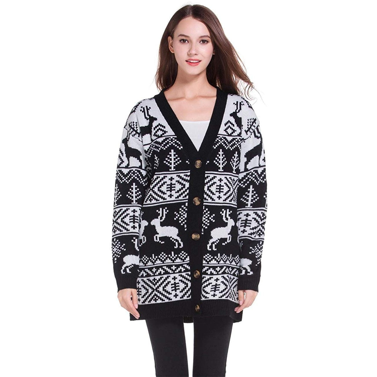 Oversized Reindeer Cardigan - oddgifts.com