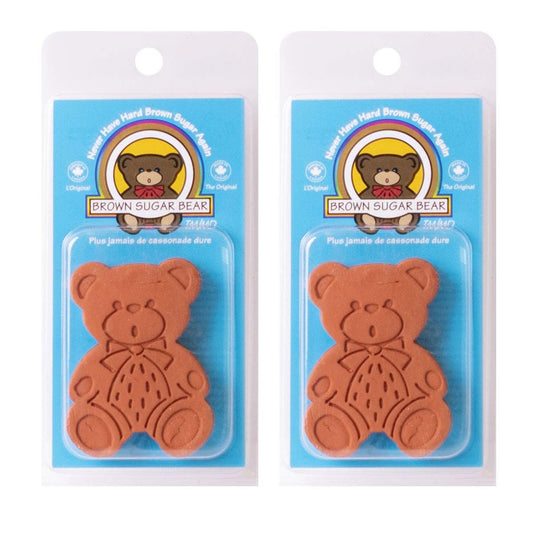 Two brown sugar saver bears in their original packaging.