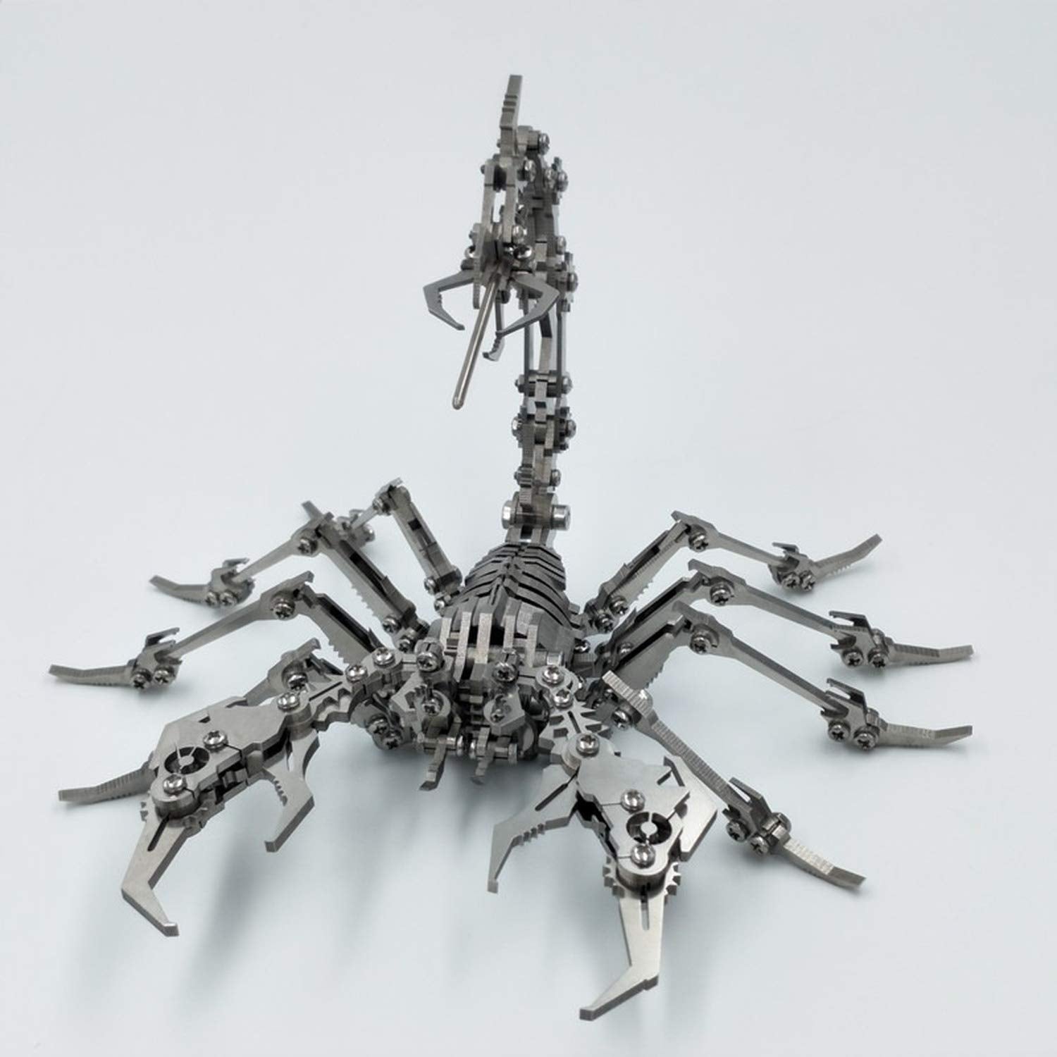 Front view of a metal scorpion made from a DIY metal scorpion building kit