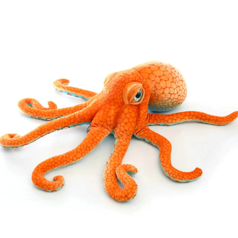 An octopus plush toy on a white background
