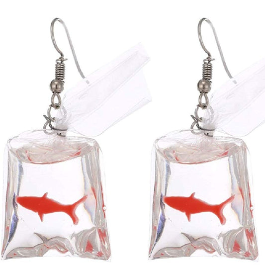 Goldfish In A Bag Earrings - oddgifts.com