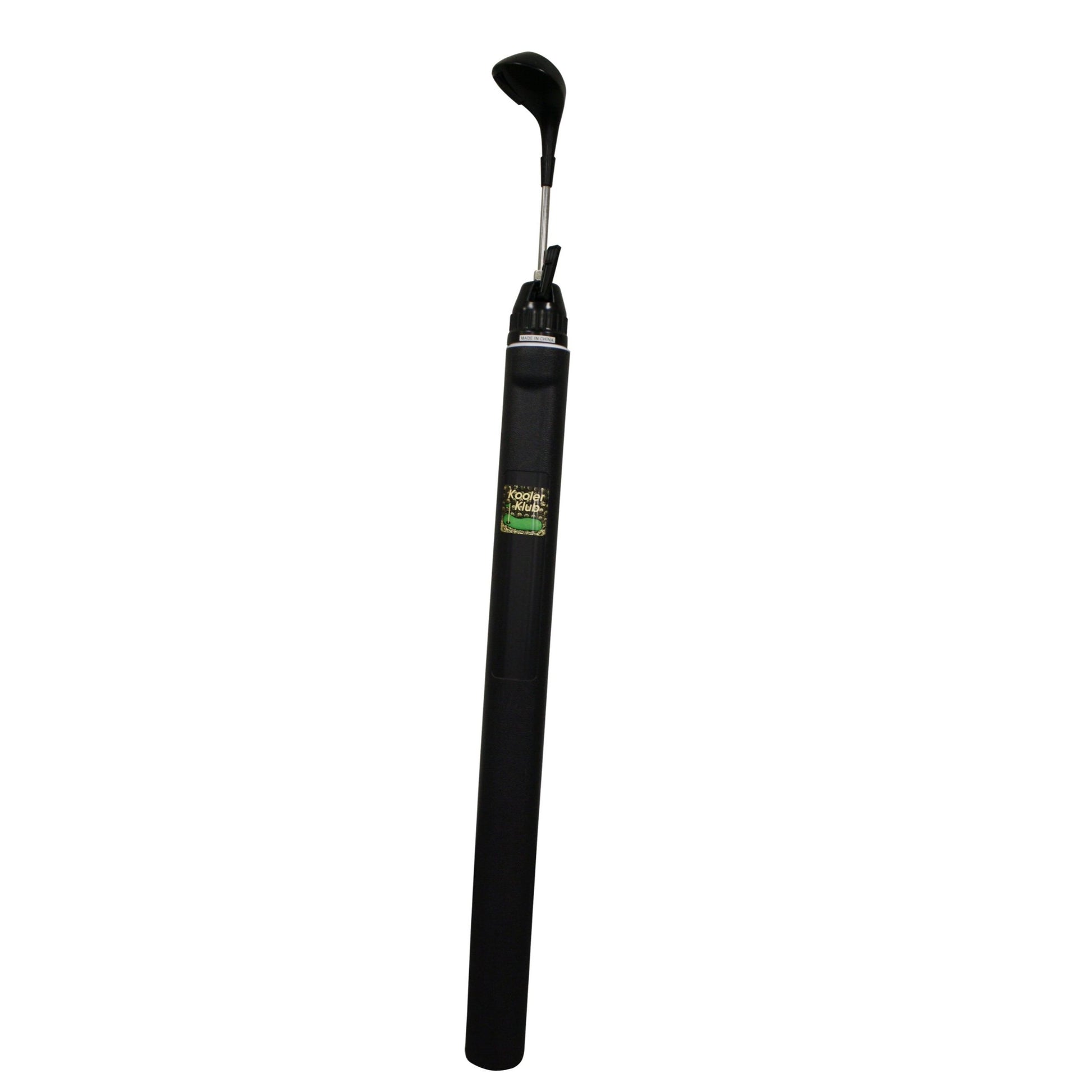 A drink dispenser which is shaped like a regular golf club