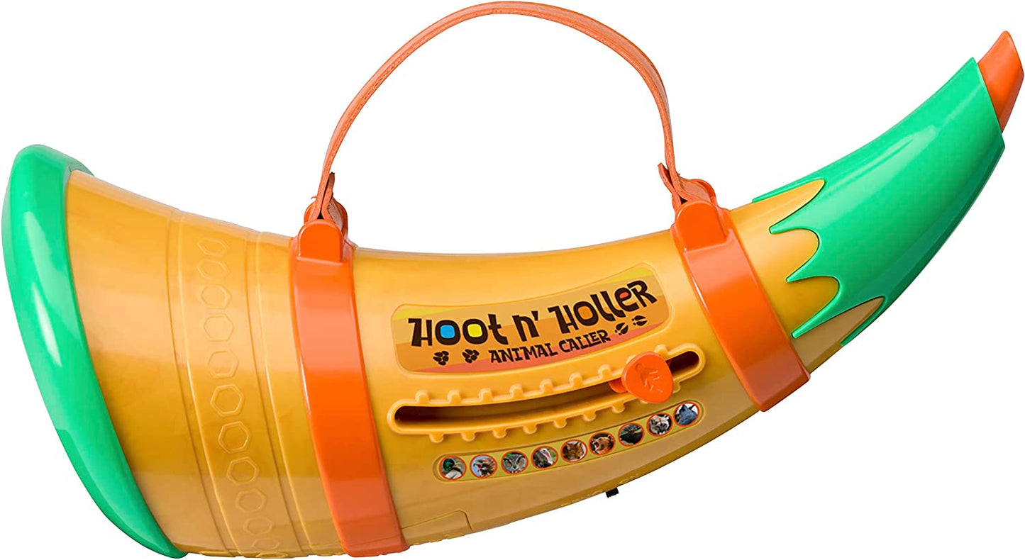 A close-up view of a hoot n' holler animal caller toy for kids to allow them to make realistic animal noises.