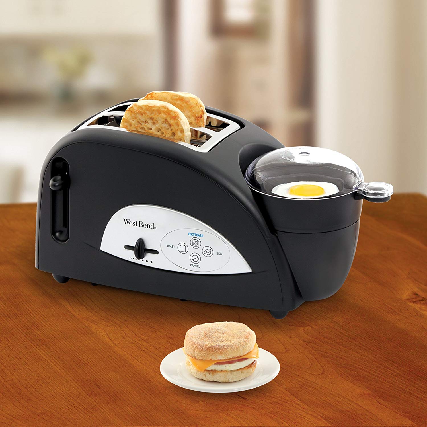 West Bend 2-Slice Breakfast Station Toaster Warming Tray Egg Cooker