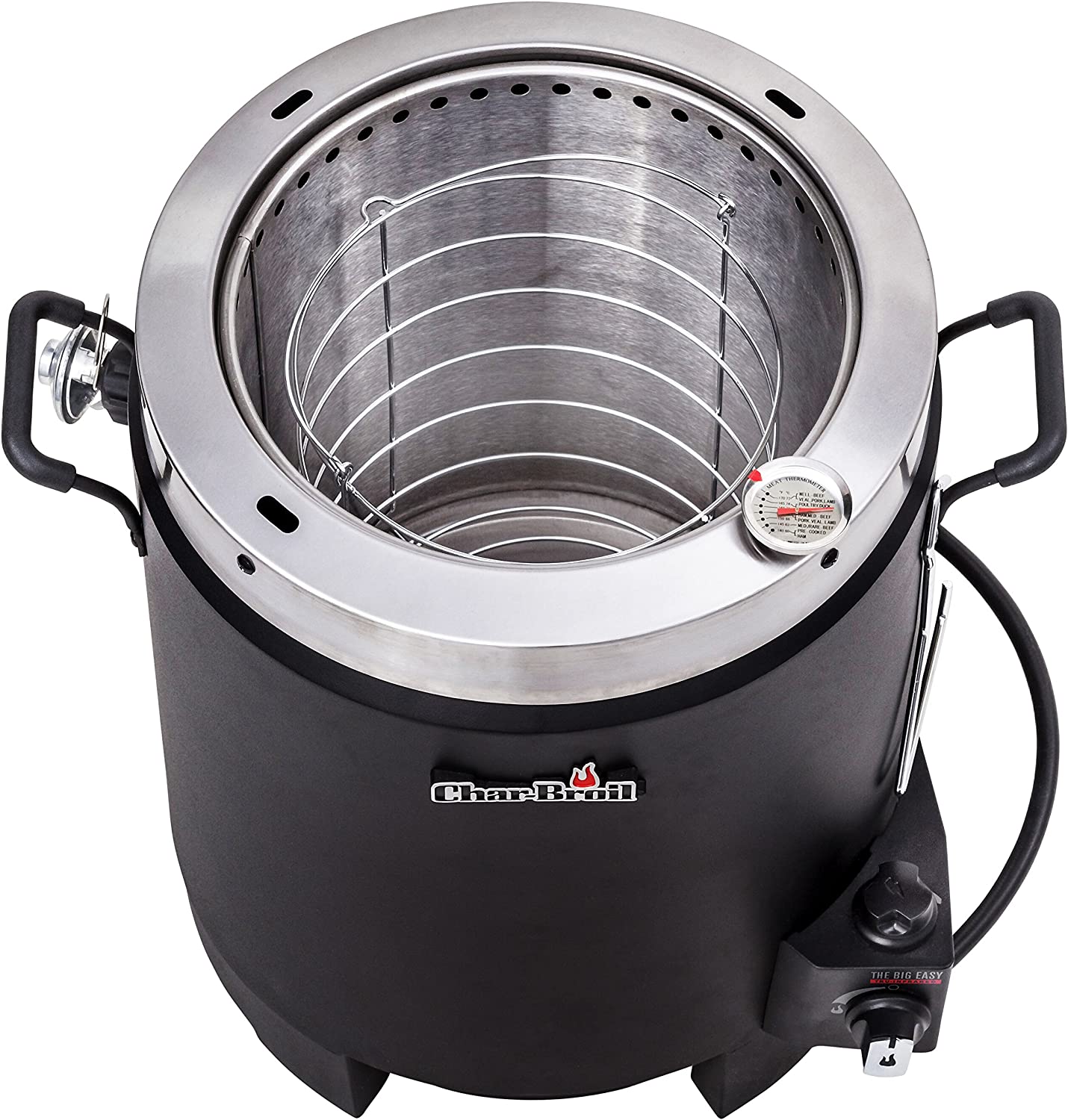 The inside drum of an oil-less liquid propane turkey fryer.