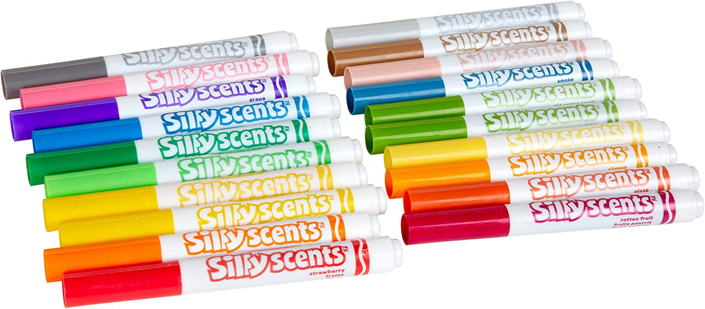 A set of 20 markers for kids which have sweet and stinky smells.