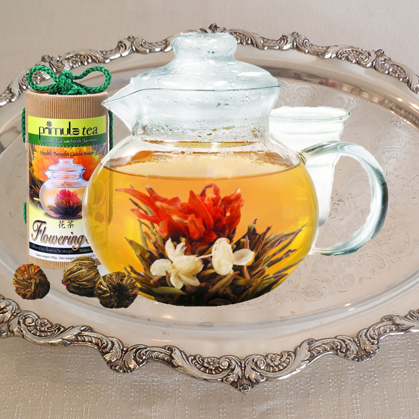 Clear Teapot With Blooming Flowers Tea - OddGifts.com