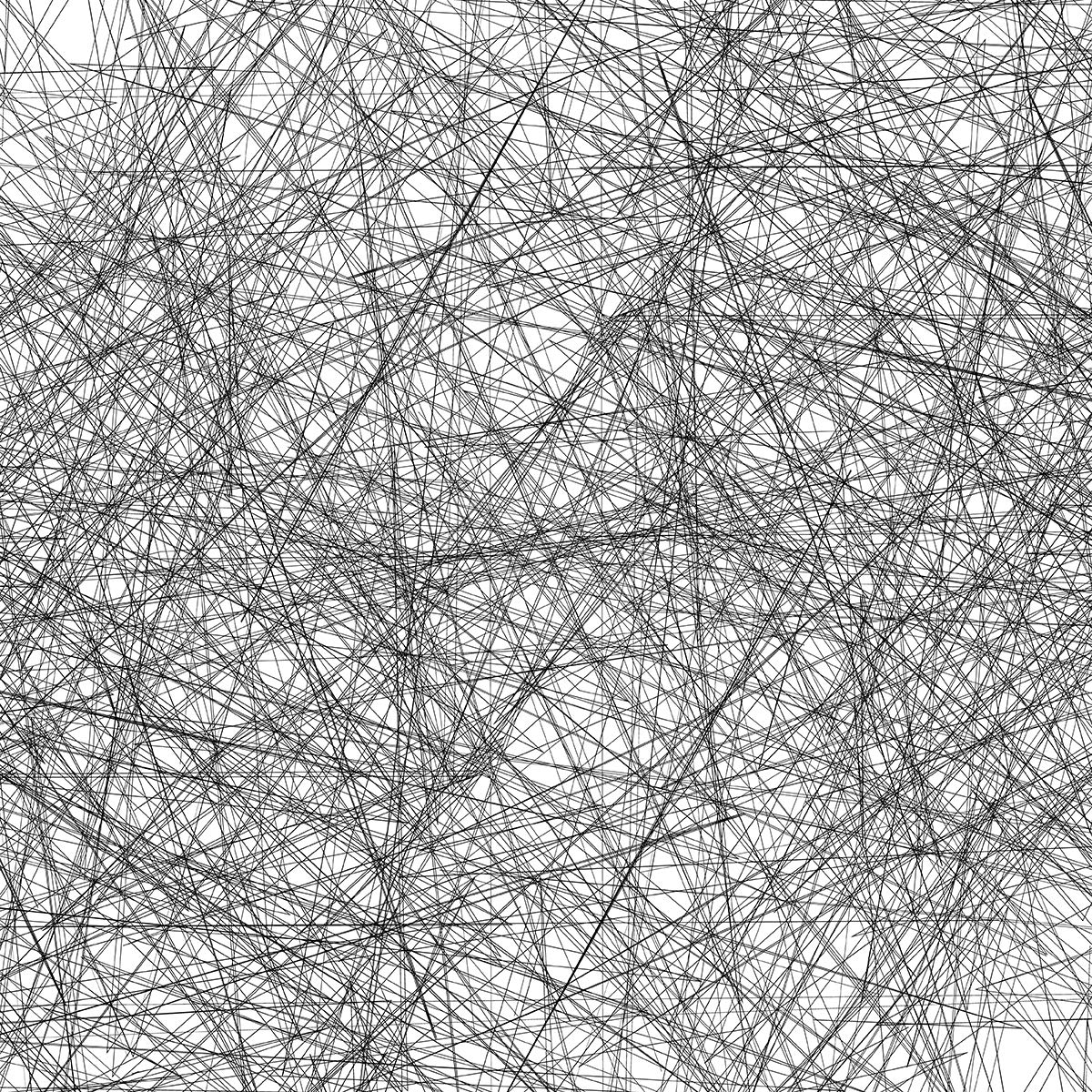 A 1000 piece jigsaw puzzle made up of hundreds of straight black lines criss crossed over each other.