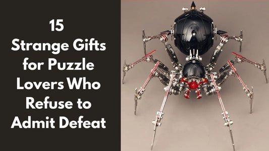 15 Strange Gifts for Puzzle Lovers featuring a 602-piece metal spider puzzle