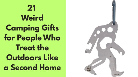 21 Weird Camping Gifts featuring a suspended hammock tent in the outdoors