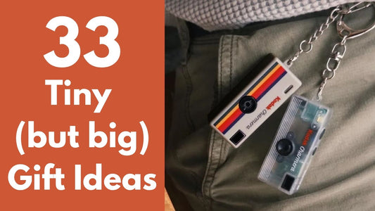 Mini retro keychain camera featured in a guide to tiny gifts and miniature gadgets