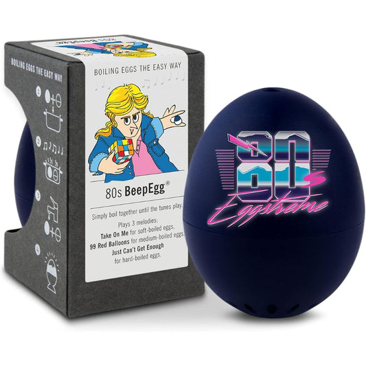 80s themed egg-shaped cooker with packaging featuring a cartoon character.