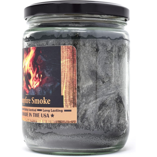 Light up memories with this campfire smoke scented candle