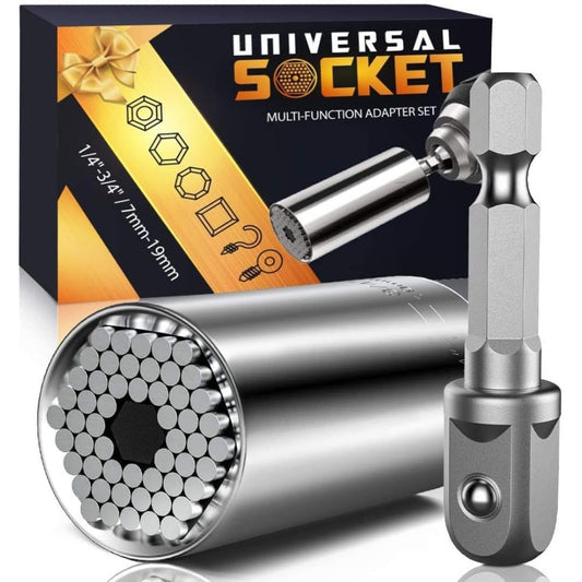 An adjustable universal socket tool adapter with packaging
