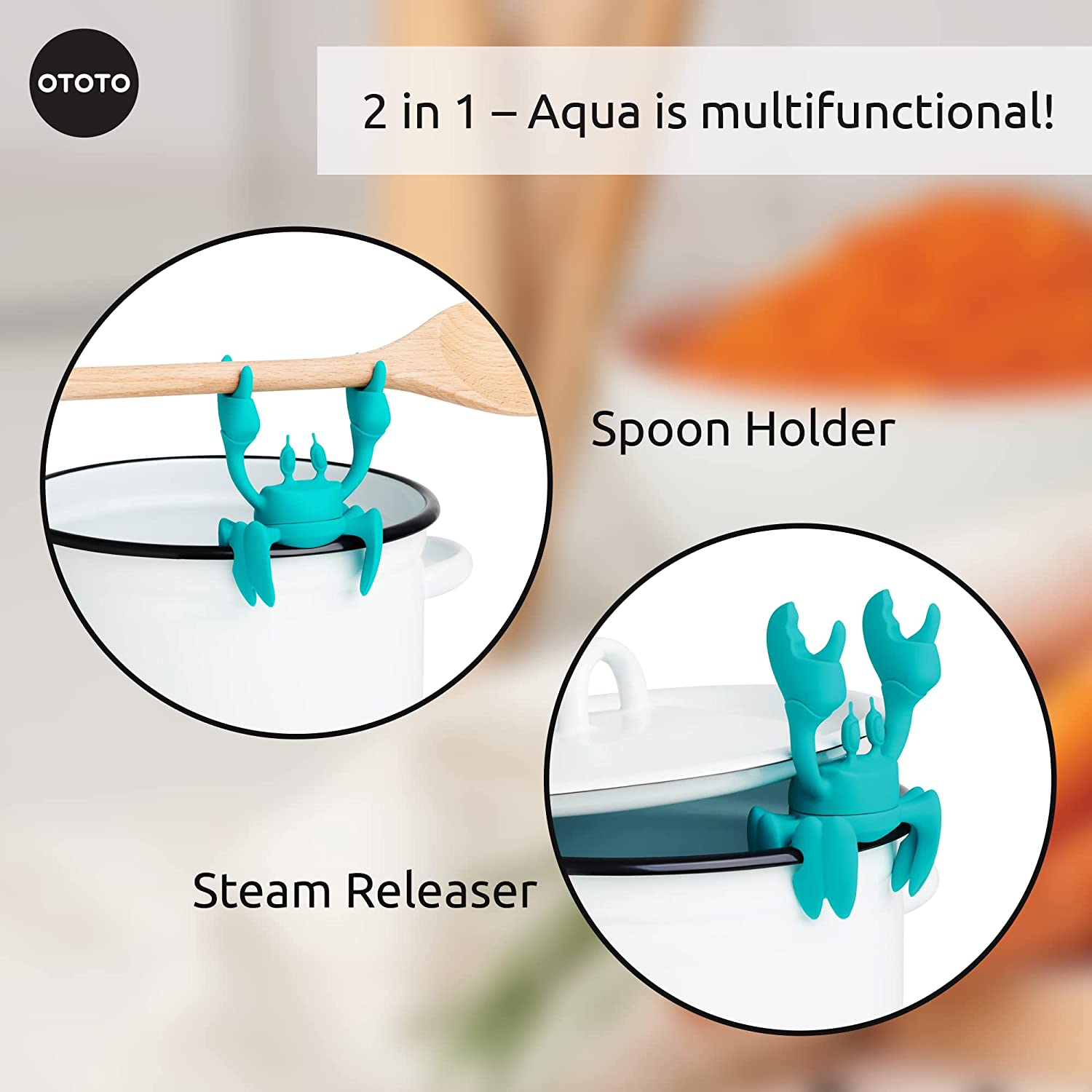 OTOTO Red Cooking Spoon Holder Crab New/Boxed Silicone Tray Funny Kitchen  Tools