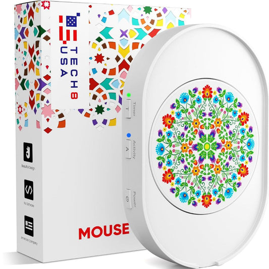 TECH8 USA automatic mouse mover with large rotating floral disc and gift-ready retail packaging