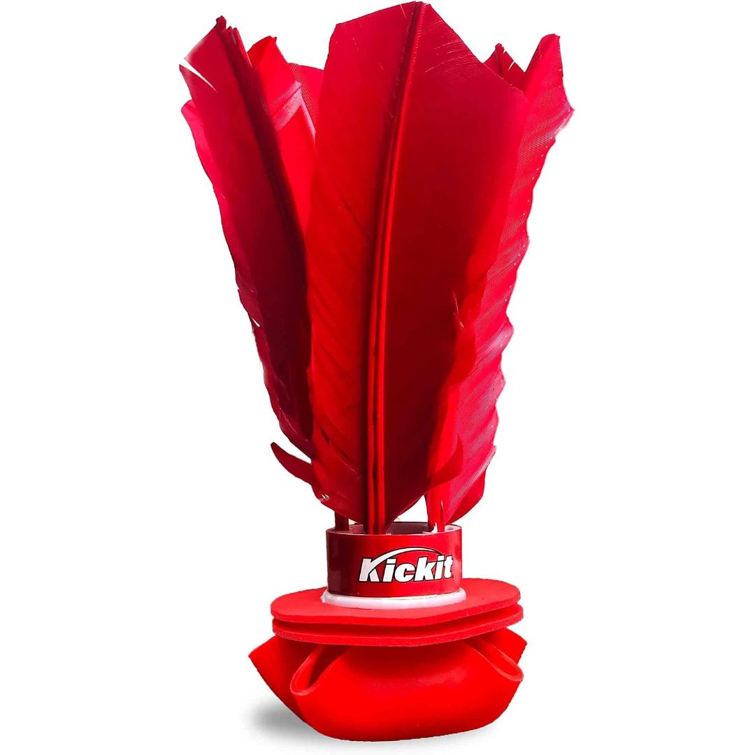 Red Original Birdie Soccer Trainer with large feathered top and weighted base on a white background