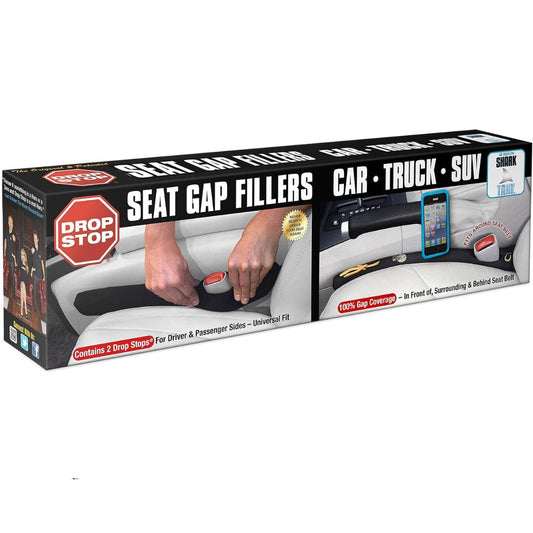 A two-pack box of car seat gap fillers on a white background