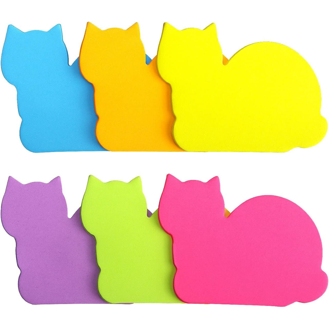 Colorful cat shaped sticky notes