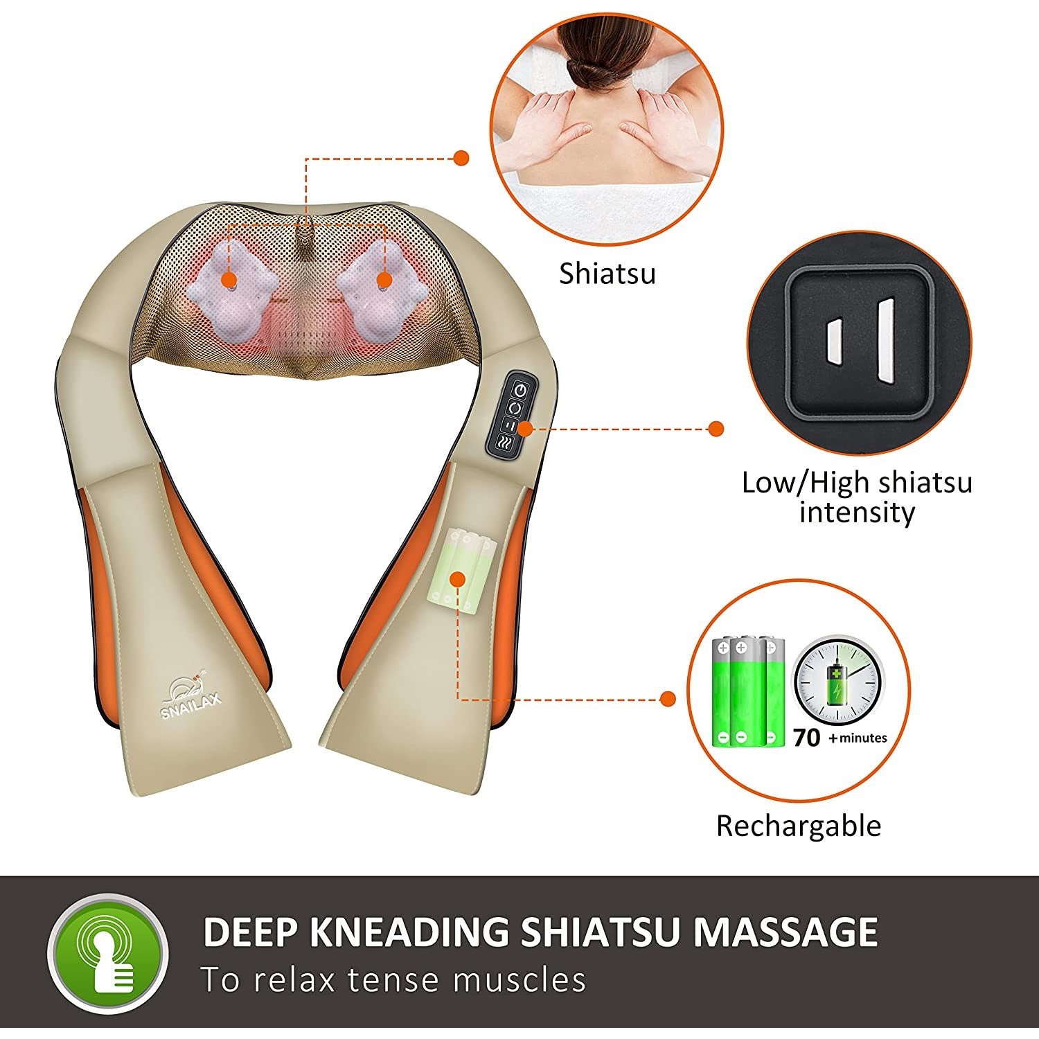 Cordless Neck and Back Massager - Shiatsu Neck and Shoulder