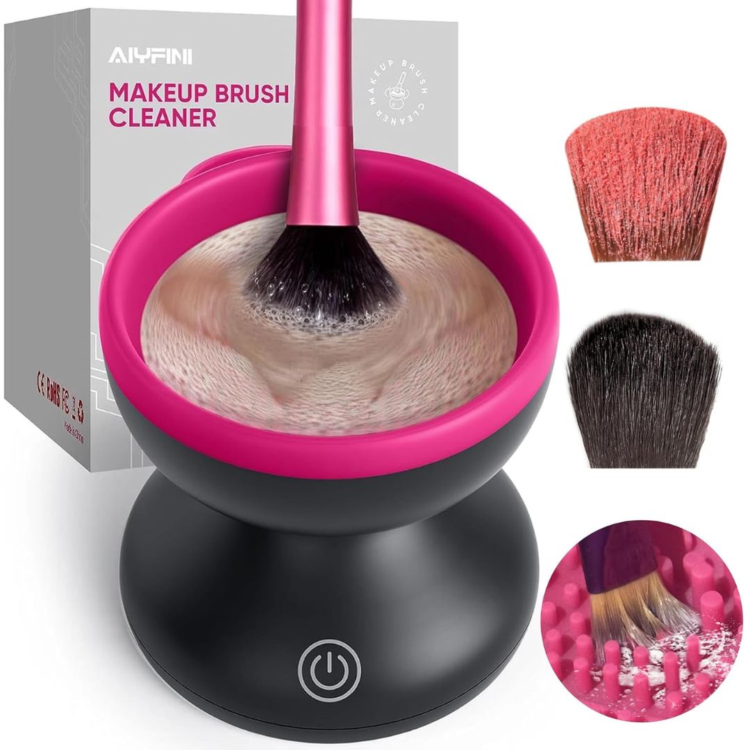 An electric makeup brush cleaner