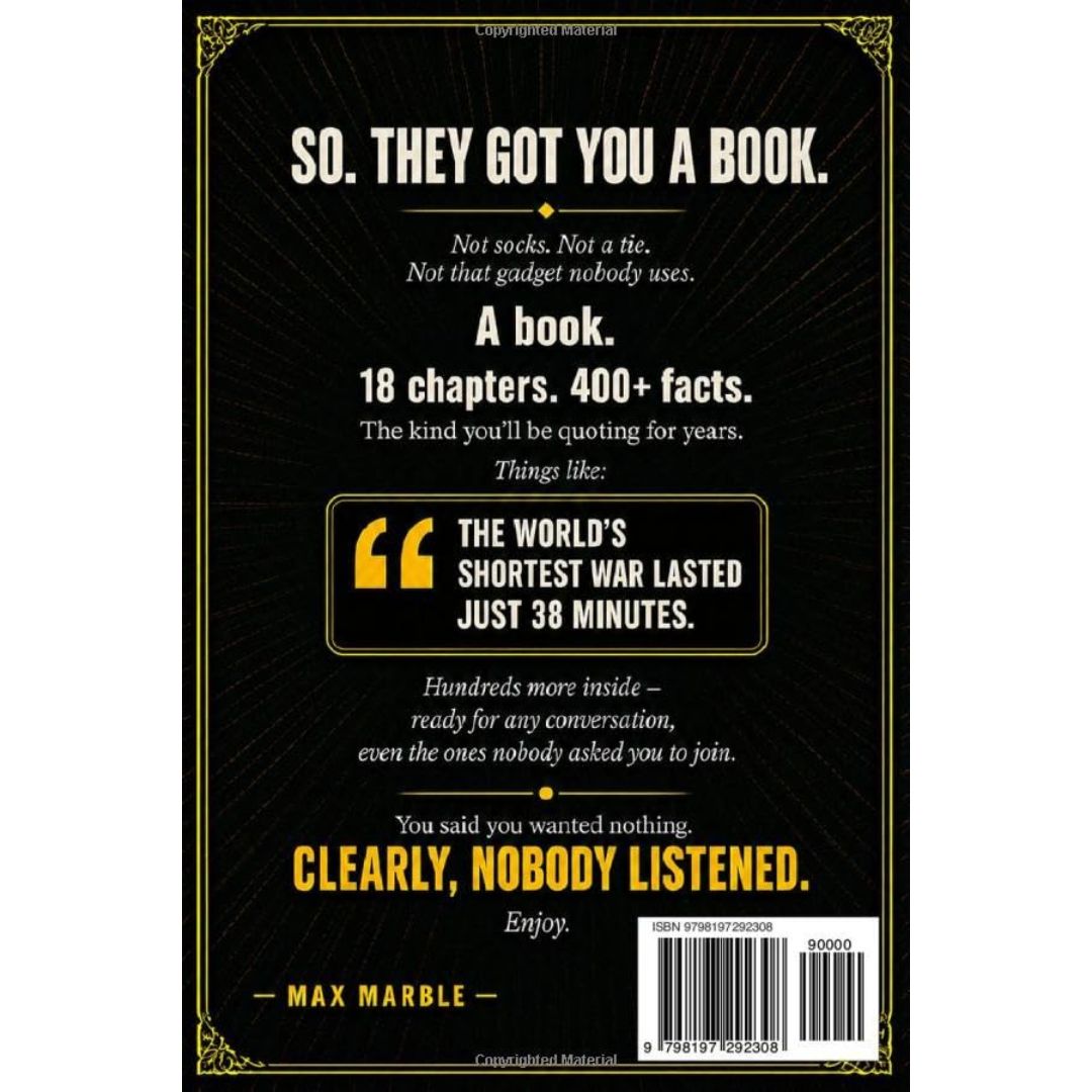 The back cover of a book titled 'The Book for Dad Who Wants Nothing'