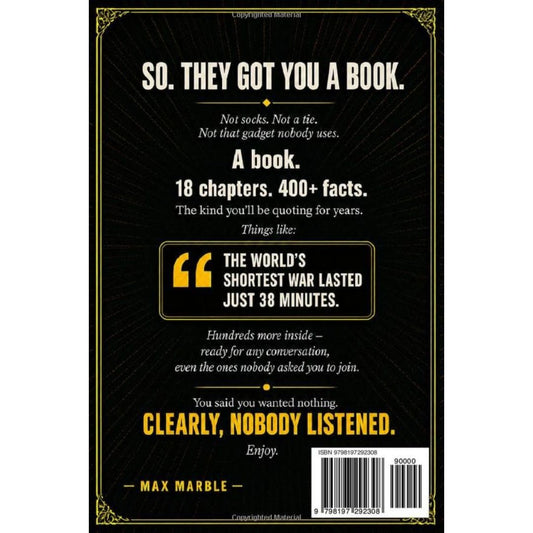 The back cover of a book titled 'The Book for Dad Who Wants Nothing'