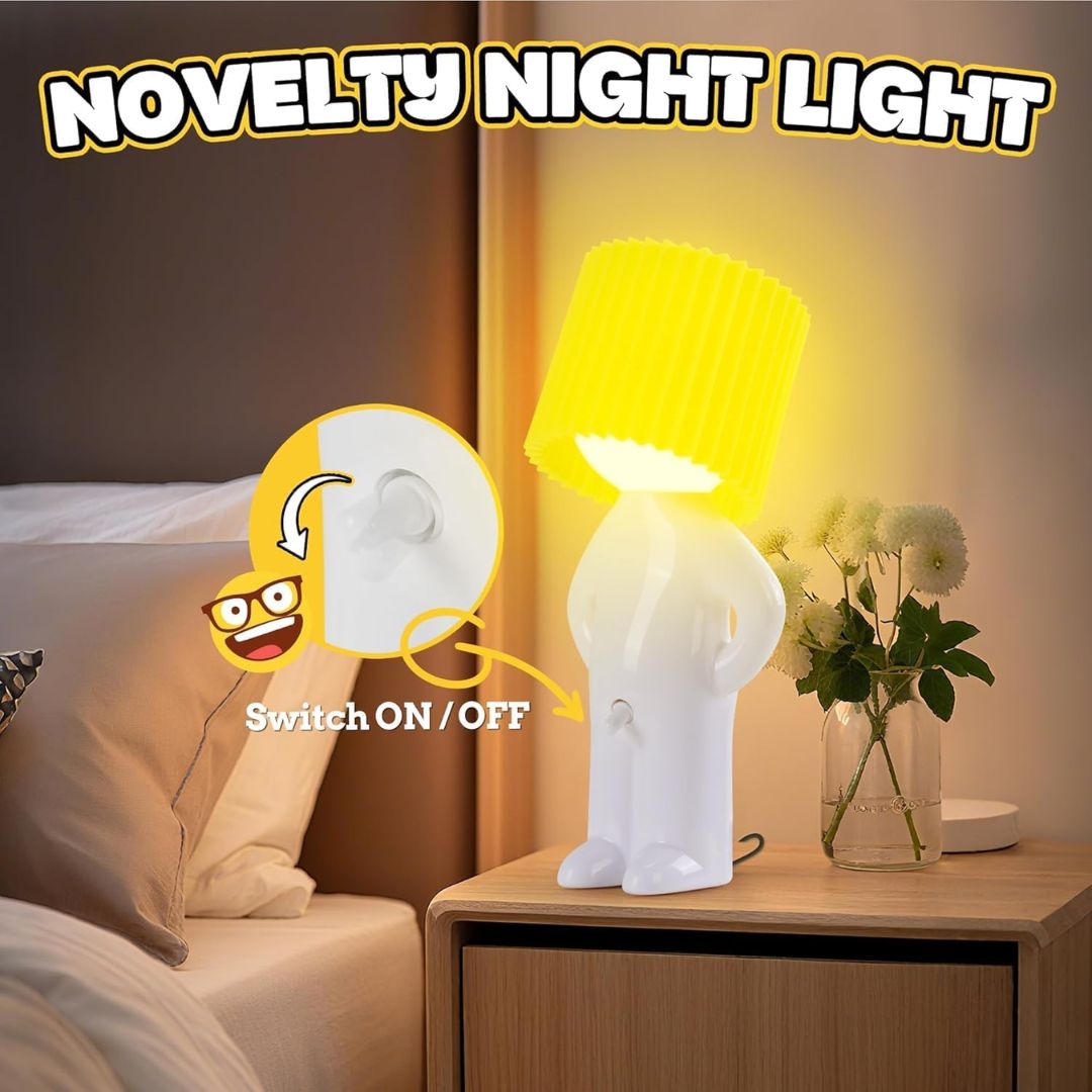 Novelty night light on a bedside table with switch illustration
