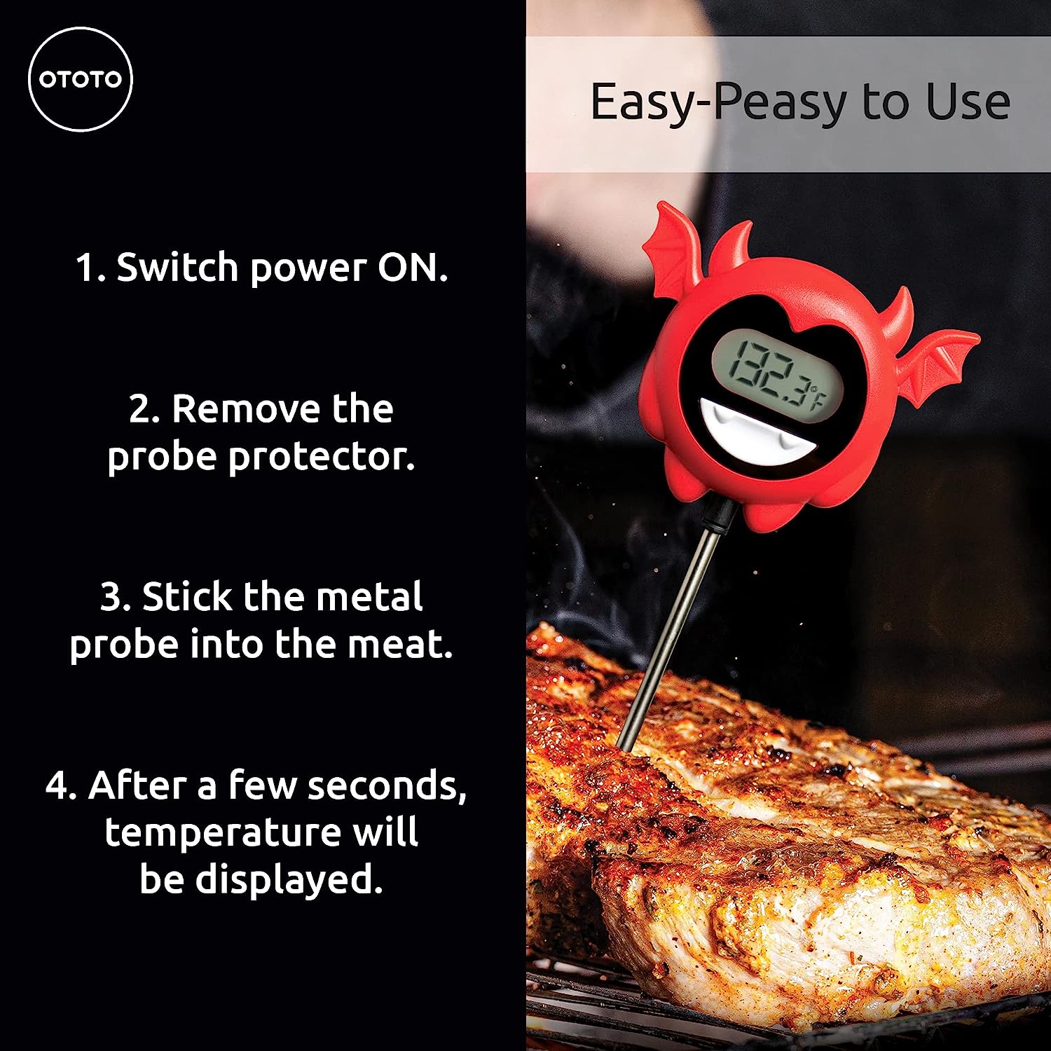 Alpha Grillers Food & Meat Thermometer for Oven w/Temperature Probe, L