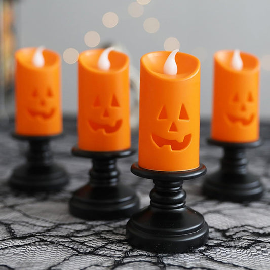 Create a spine-chilling ambiance with these spooktacular ghost-face candles.