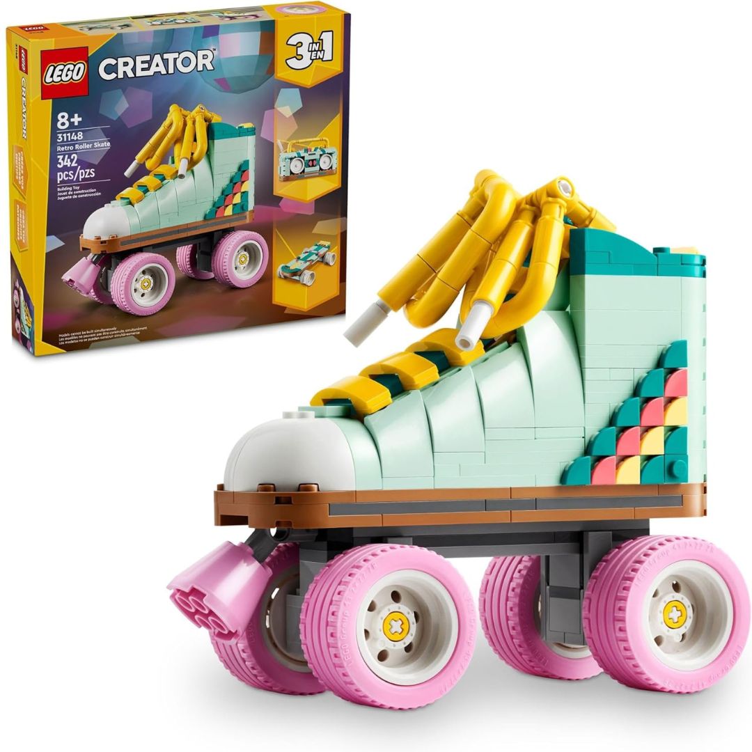 LEGO Creator 3-in-1 roller skate set with packaging on a white background