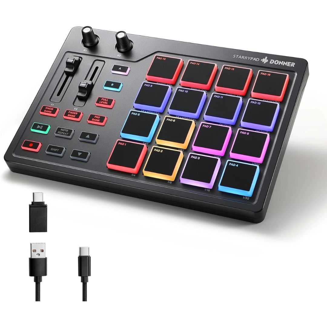 USB MIDI beat maker with colorful backlit drum pads