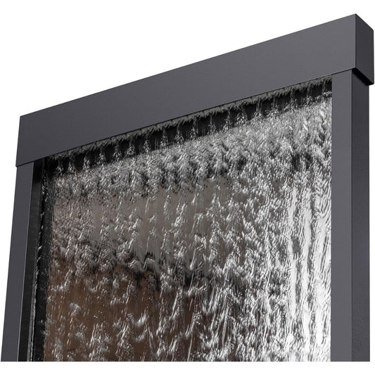 Close-up of a water feature with a black frame on a white background