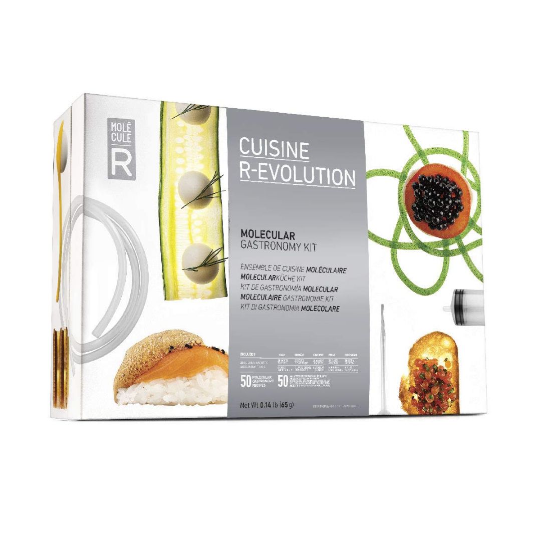 Molecule-R Cuisine R-evolution molecular gastronomy starter kit box with food styling examples and kitchen tools